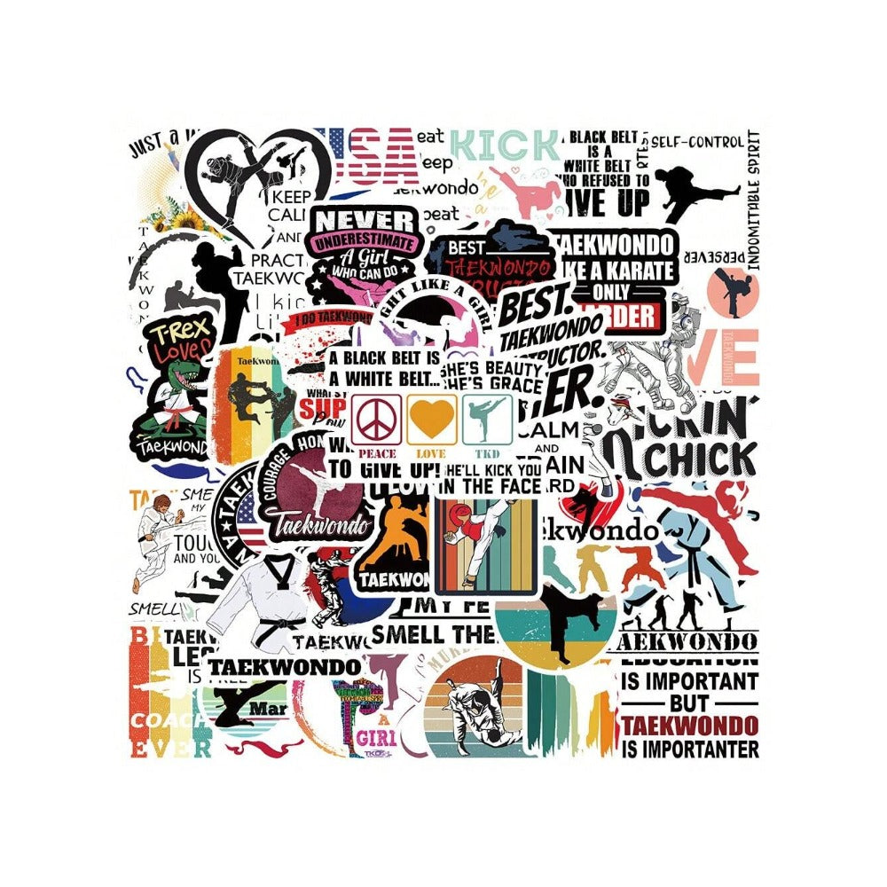 50PCS Taekwondo Series Cartoon Doodle Stickers Exquisite, Fashionable, Creative DIY Decorative Decals Suitable for Suitcases, Laptops, Phone Cases, and Stationery Boxes