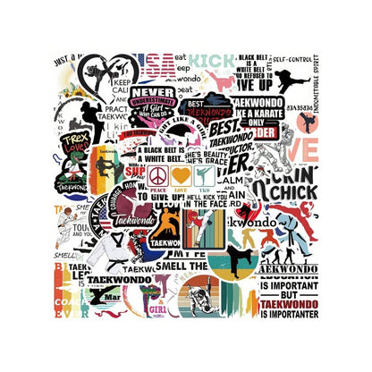 50PCS Taekwondo Series Cartoon Doodle Stickers Exquisite, Fashionable, Creative DIY Decorative Decals Suitable for Suitcases, Laptops, Phone Cases, and Stationery Boxes