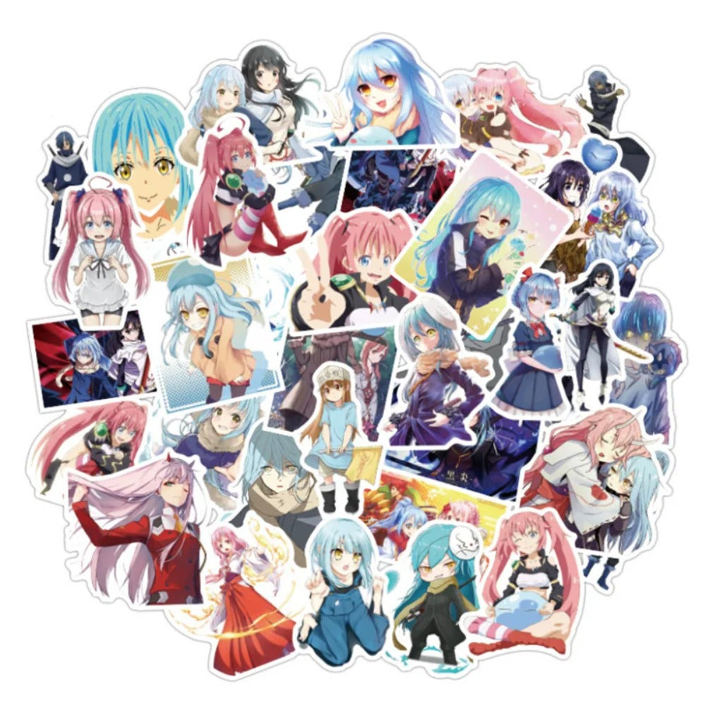 50PCS Anime “That Time I Got Reincarnated as a Slime” Doodle Stickers Perfect for Suitcases, Laptops, Stationery Boxes Exquisite Creative Desktop Decor Decals