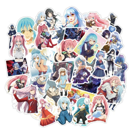 50PCS Anime “That Time I Got Reincarnated as a Slime” Doodle Stickers Perfect for Suitcases, Laptops, Stationery Boxes Exquisite Creative Desktop Decor Decals