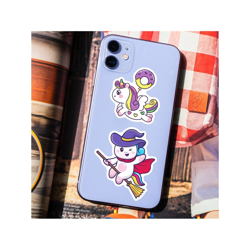 50PCS Unicorn Cartoon Doodle Stickers For decorating refrigerators, skateboards, water bottles, helmets, pencil cases, and creative bullet journals