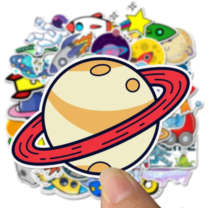 50PCS Space Astronaut Stickers - Solar System Decals for Laptop, Water Bottle, Kids Room & Science Teacher Gifts