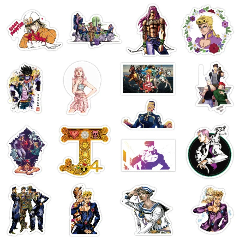 50PCS Japanese Anime JOJO's Bizarre Adventure Doodle Stickers Suitable for Skateboards, Laptops, Phone Cases, Water Bottles, Stationery Boxes Decorative Decals