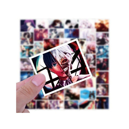 50PCS Classic Anime Tokyo Ghoul Doodle Stickers Exquisite, Fashionable, Creative Decorative Stickers for Handbooks Suitable for Luggage, Laptops, Diaries, Stationery Boxes, and Desktops