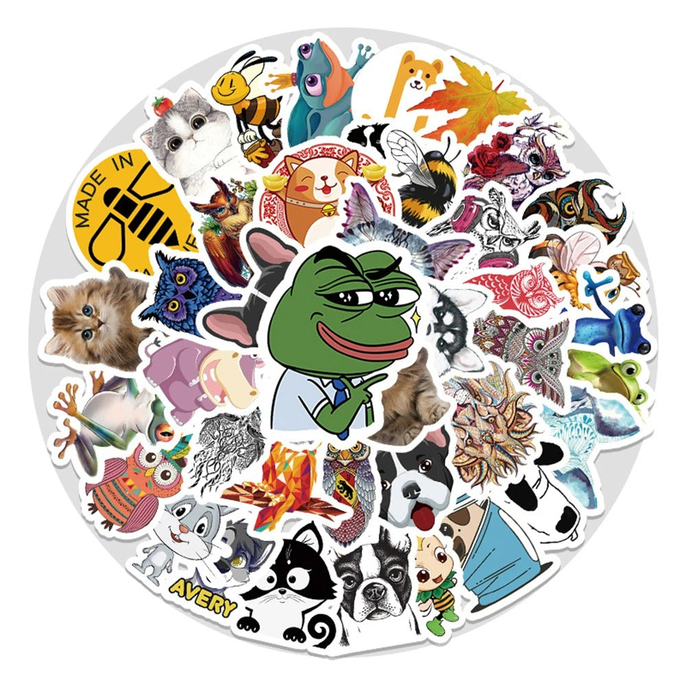 50PCS Adorable Cartoon Animal Collection Doodle Stickers Perfect for Refrigerators, Skateboards, Suitcases, Laptops Exquisite DIY Journal Decorative Decals