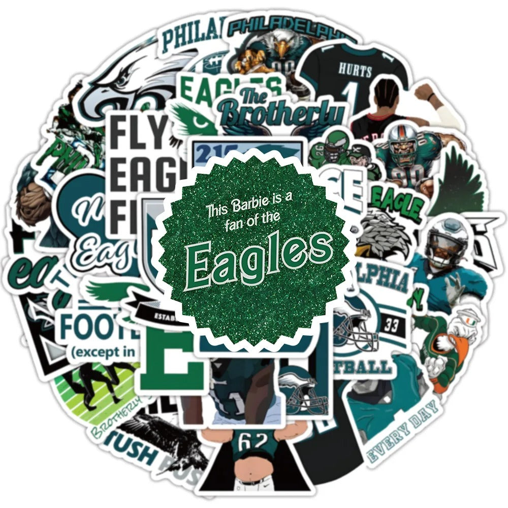 50PCS Philadelphia Eagles Fan Stickers, Cartoon Football Doodles to Show Your Philly Pride and Team Spirit