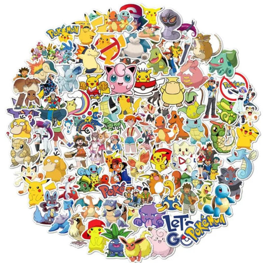 100PCS Japanese Anime Cartoon Pokémon Doodle Stickers Perfect for Phone Cases, Skateboards, Luggage, Laptops, Stationery Boxes Exquisite DIY Decorations for Notebooks and Stickers