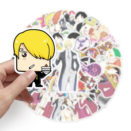 56PCS Anime One Piece Straw Hat Boy Doodle Stickers Perfect for Suitcases, Tablets, Skateboards, Water Bottles Exquisite DIY Notebook & Desktop Decor Decals