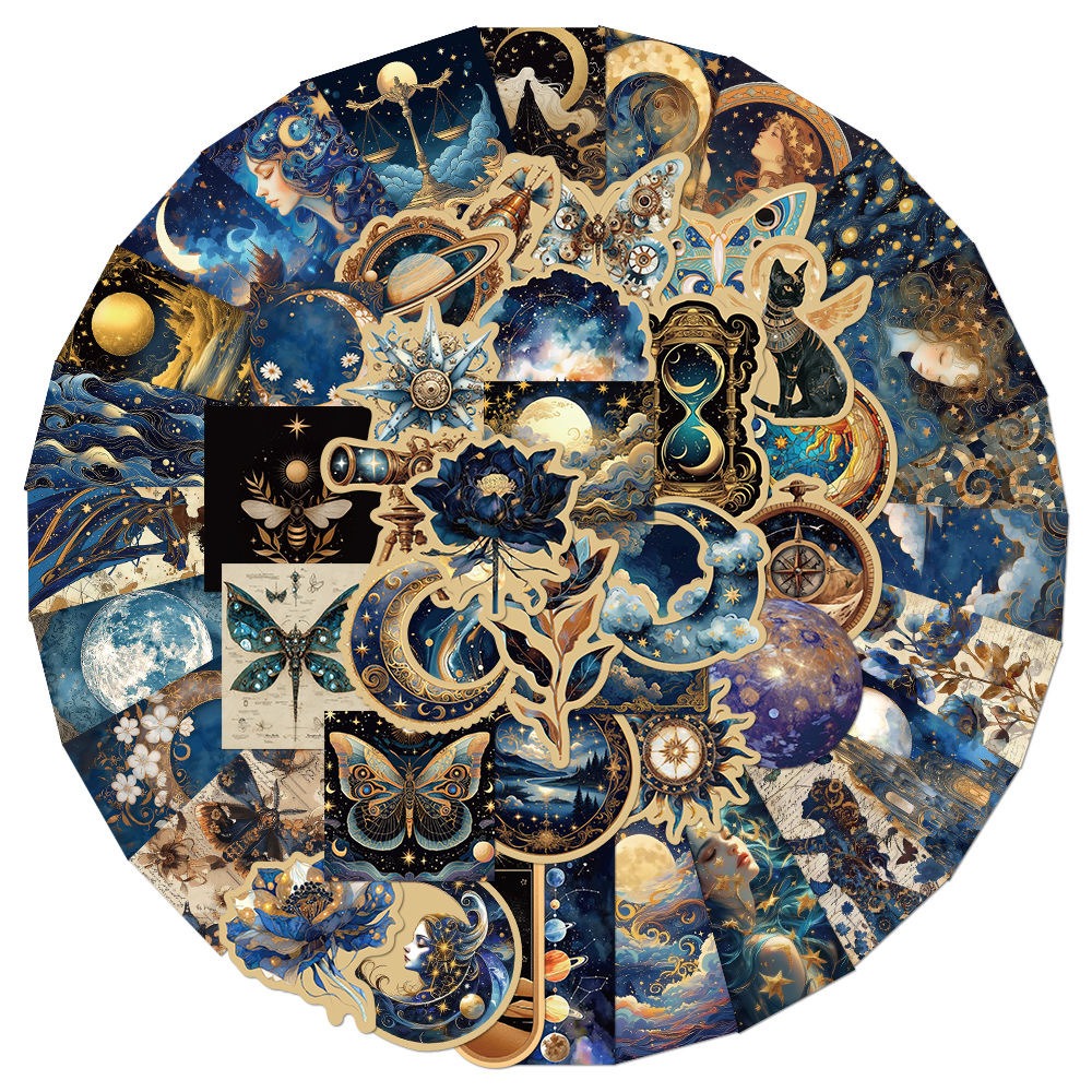 50PCS Cartoon Cosmic Vortex Series Doodle Stickers Creative and Exquisite Decorative Stickers for Notebooks Suitable for Guitar Notebooks, Luggage, Water Bottles, and Stationery Cases