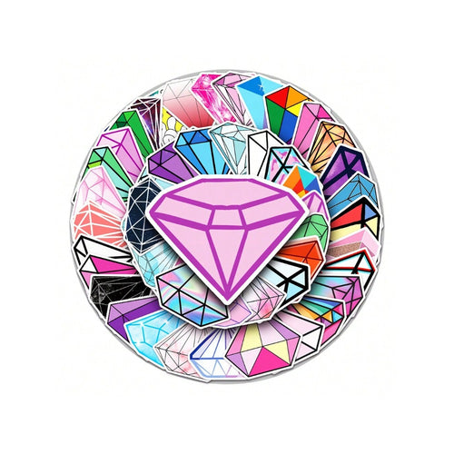 50PCS Sparkling Diamond Cartoon Doodle Stickers Exquisite Creative DIY Decorative Decals Suitable for Phone Cases, Luggage, Refrigerators, Guitars, Skateboards, Stationery Boxes, and Desktops
