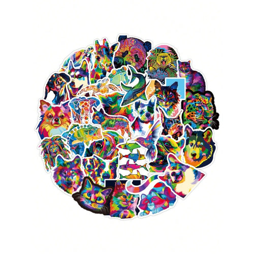 50PCS Cartoon Fresh & Vibrant Pet-Themed Decals Stylish & Creative DIY Journal Stickers Perfect for Water Bottles, Helmets, Skateboards, and Stationery Cases