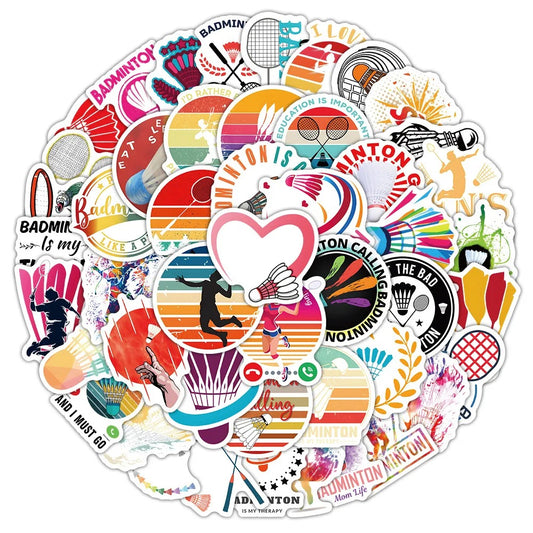 60PCS Cartoon Classic Sports Badminton Series Decorative Graffiti Stickers Exquisite, Fashionable, Creative DIY Journal Stickers Suitable for Water Bottles, Helmets, Skateboards, Pencil Cases, and Desktops