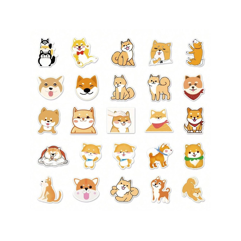 51PCS Adorable Cartoon Shiba Inu Animal Doodle Stickers Exquisite, Fashionable, Creative DIY Decorative Sticker Sheets Perfect for Notebooks, Helmets, Luggage, Refrigerators, Stationery Boxes, and Desktops