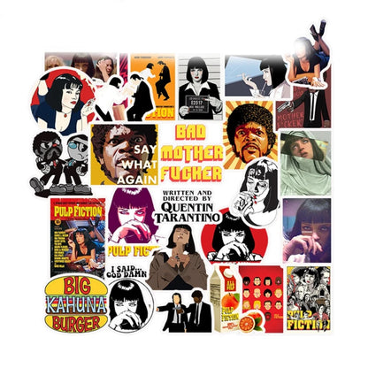 50PCS Pulp Fiction Character Graffiti Stickers for Skateboards, Suitcases, Stationery Boxes, Refrigerators, Water Cups - Exquisite Creative Decorative Decals
