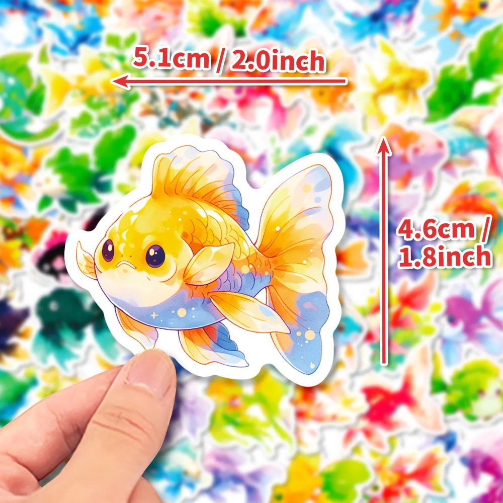 50PCS Chromatic Fish Stickers - Rainbow Spectrum Doodle Decals for Mood Mapping, Emotional Color Therapy Journals & Inner Ocean Visualization