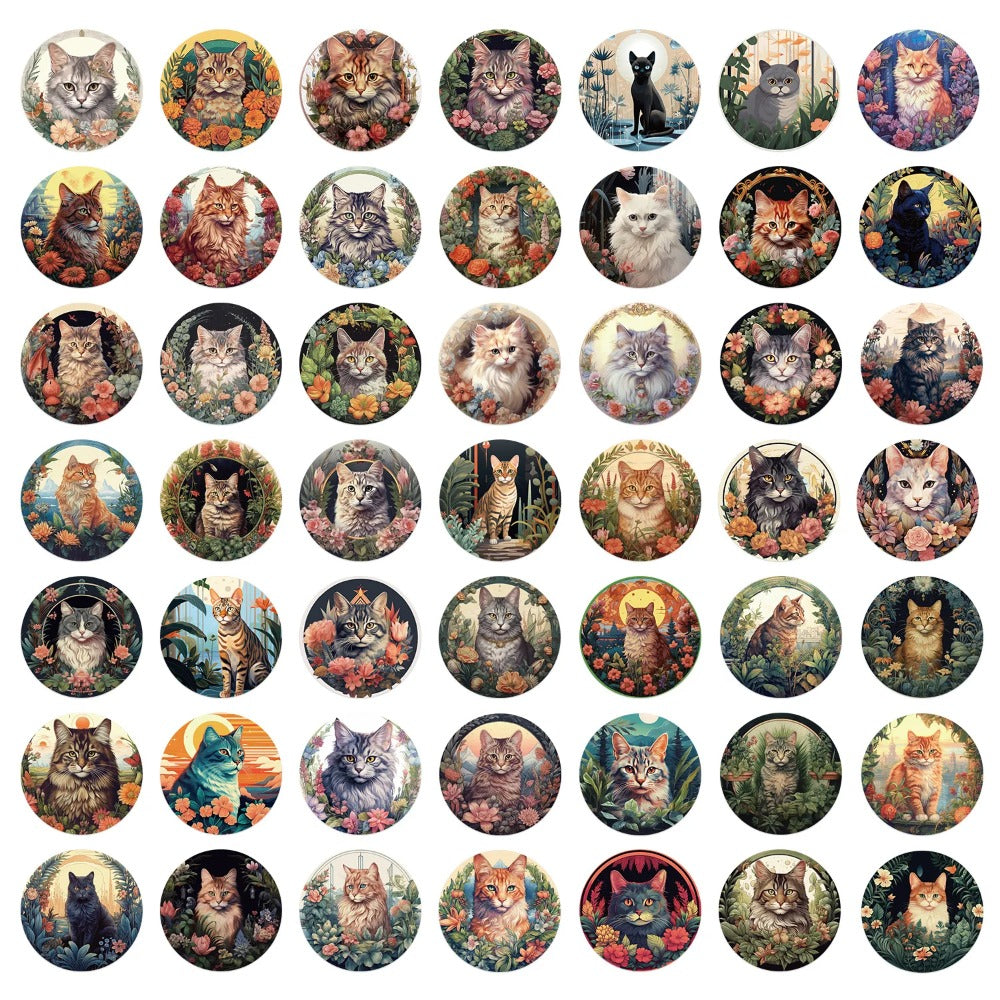 50PCS Purr Post Stickers - Feline Postal Service Decals for Secret Message Journals, Cross-Reality Mail Art & Epistolary Worldbuilding