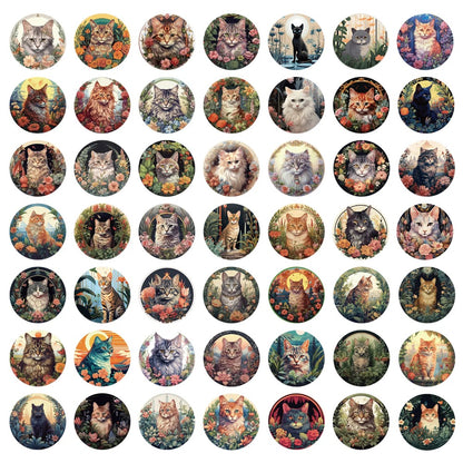 50PCS Purr Post Stickers - Feline Postal Service Decals for Secret Message Journals, Cross-Reality Mail Art & Epistolary Worldbuilding