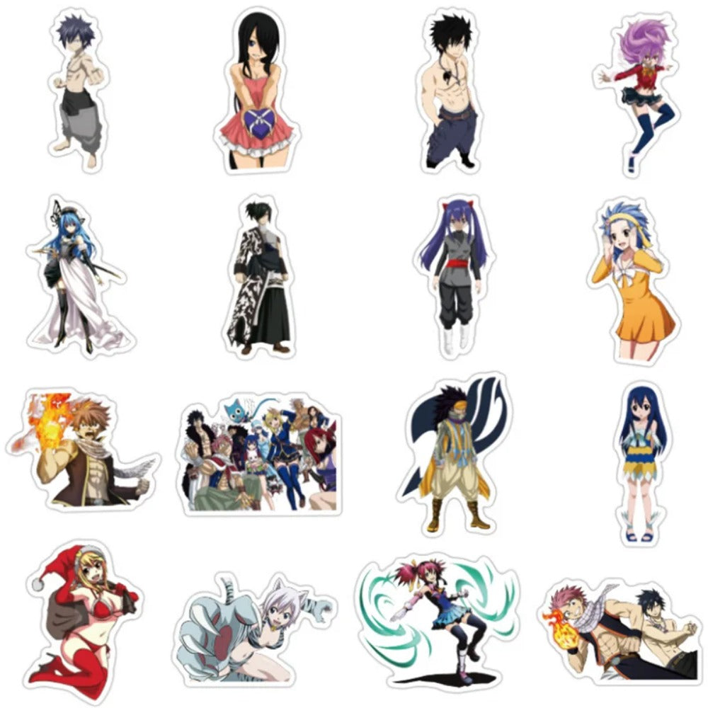 50PCS Japanese Anime Fairy Tail Cartoon Doodle Stickers for Suitcases, Laptops, Phones, Skateboards, Stationery Boxes, and Desktop Decor