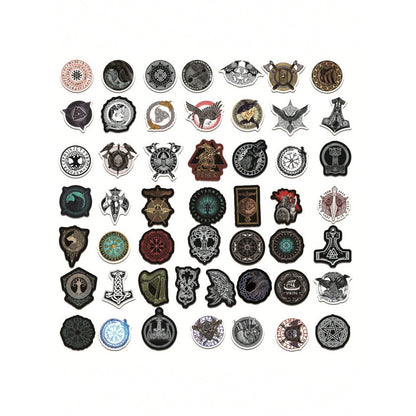 50PCS Cartoon Viking Totem Decorative Style Graffiti Stickers Exquisite Fashion Creative DIY Journal Decorative Decals Suitable for Mugs, Helmets, Skateboards, and Pencil Cases