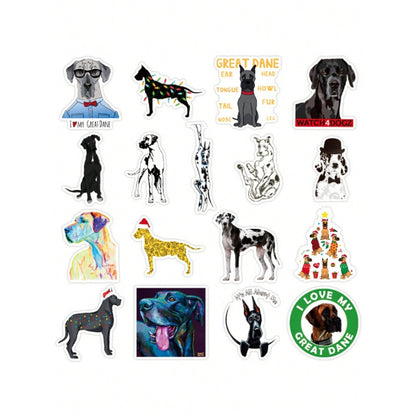 50PCS Cartoon Cute Great Dane Pet American Graffiti Stickers Exquisite Fashion Creative DIY Journal Decorative Decals Suitable for Mugs, Helmets, Skateboards & Stationery Boxes