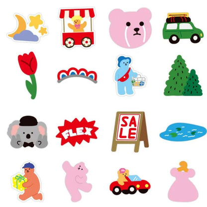 50PCS Korean Bear Cartoon Doodle Stickers for Laptops, Suitcases, Skateboards, Guitars, Helmets, Stationery Boxes, and Desktops