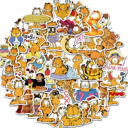 50PCS Adorable Cartoon Garfield Animal Doodle Stickers Perfect for Bags, Skateboards, Water Bottles, Helmets, Guitars, Stationery Boxes Exquisite DIY Desktop Decor Decals