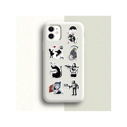 67PCS Street Artist Banksy Graffiti Stickers Exquisite, Fashionable, Creative DIY Journal Decorations Suitable for Notebooks, Guitars, Skateboards, and Stationery Cases