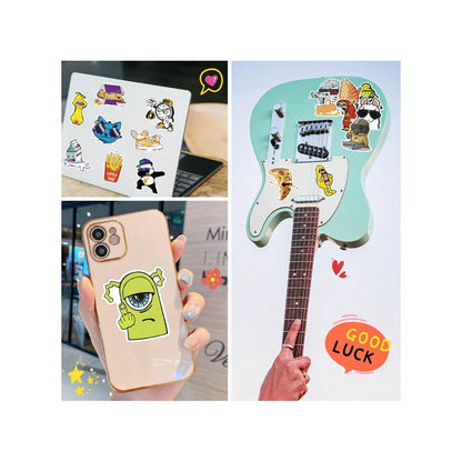 50PCS Cartoon Funny Animal Food Doodle Stickers Exquisite, Fashionable, Creative DIY Decorative Sticker Sheets Suitable for Helmets, Laptops, Skateboards, Water Bottles, and Stationery Cases