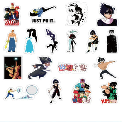 50PCS Yu Yu Hakusho Anime Doodle Stickers - Exquisite Character Merchandise Decals Suitable for Suitcases, Laptops, Skateboards, Water Bottles, and Stationery Cases