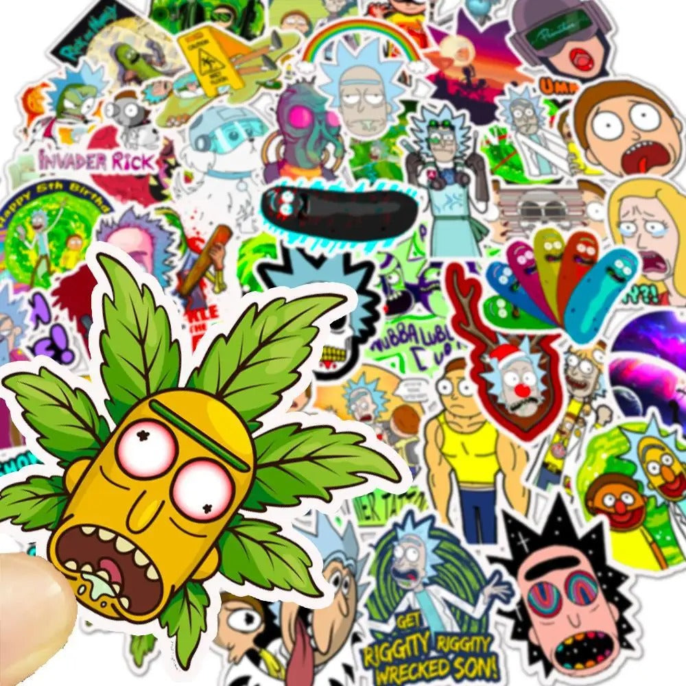 50PCS Cartoon Morty and Rick Animation Character Doodle Stickers Perfect for Suitcases, Water Bottles, Guitars, Skateboards, Helmets, and Stationery Boxes Exquisite DIY Desktop Decor Decals