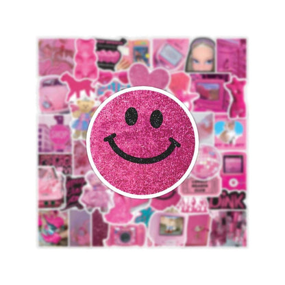 50PCS Cartoon Barbie Pink Doodle Stickers Exquisite Creative Decorative Stickers for Notebooks Suitable for Laptops, Suitcases, Desktops, and Stationery Boxes
