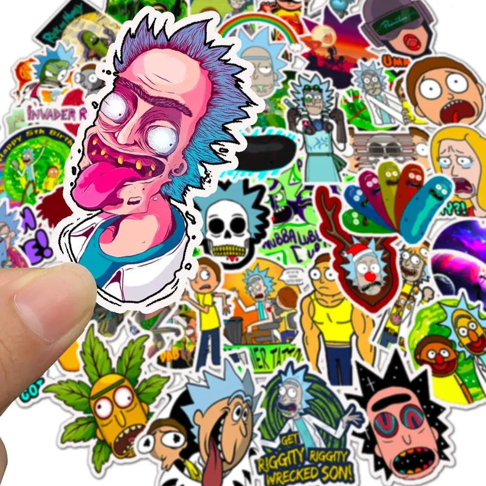 50PCS Cartoon Morty and Rick Animation Character Doodle Stickers Perfect for Suitcases, Water Bottles, Guitars, Skateboards, Helmets, and Stationery Boxes Exquisite DIY Desktop Decor Decals
