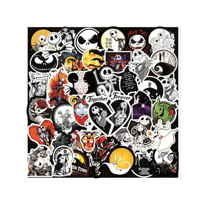 50PCS Halloween Spooky Jack-o'-Lantern Graffiti Stickers for Suitcases, Skateboards, Water Bottles, Refrigerators, Helmets - Creative DIY Decorative Decals