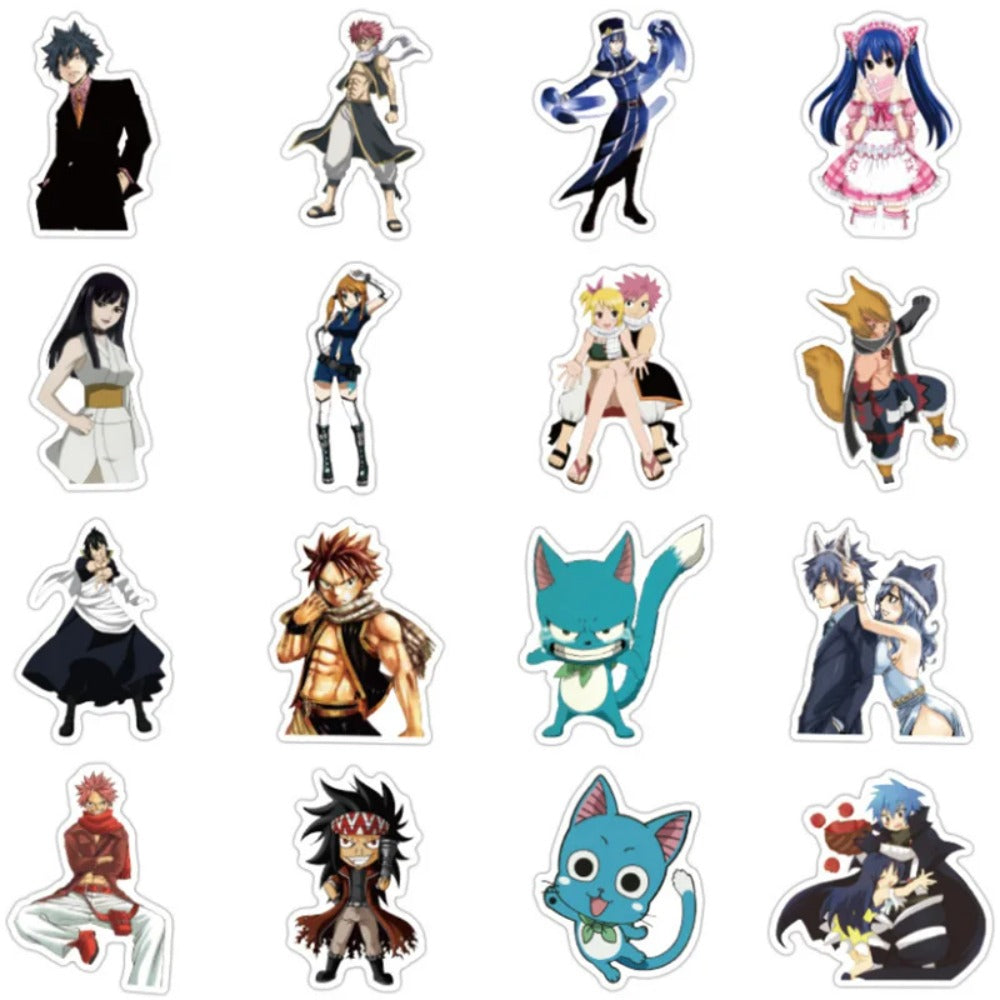 50PCS Japanese Anime Fairy Tail Cartoon Doodle Stickers for Suitcases, Laptops, Phones, Skateboards, Stationery Boxes, and Desktop Decor
