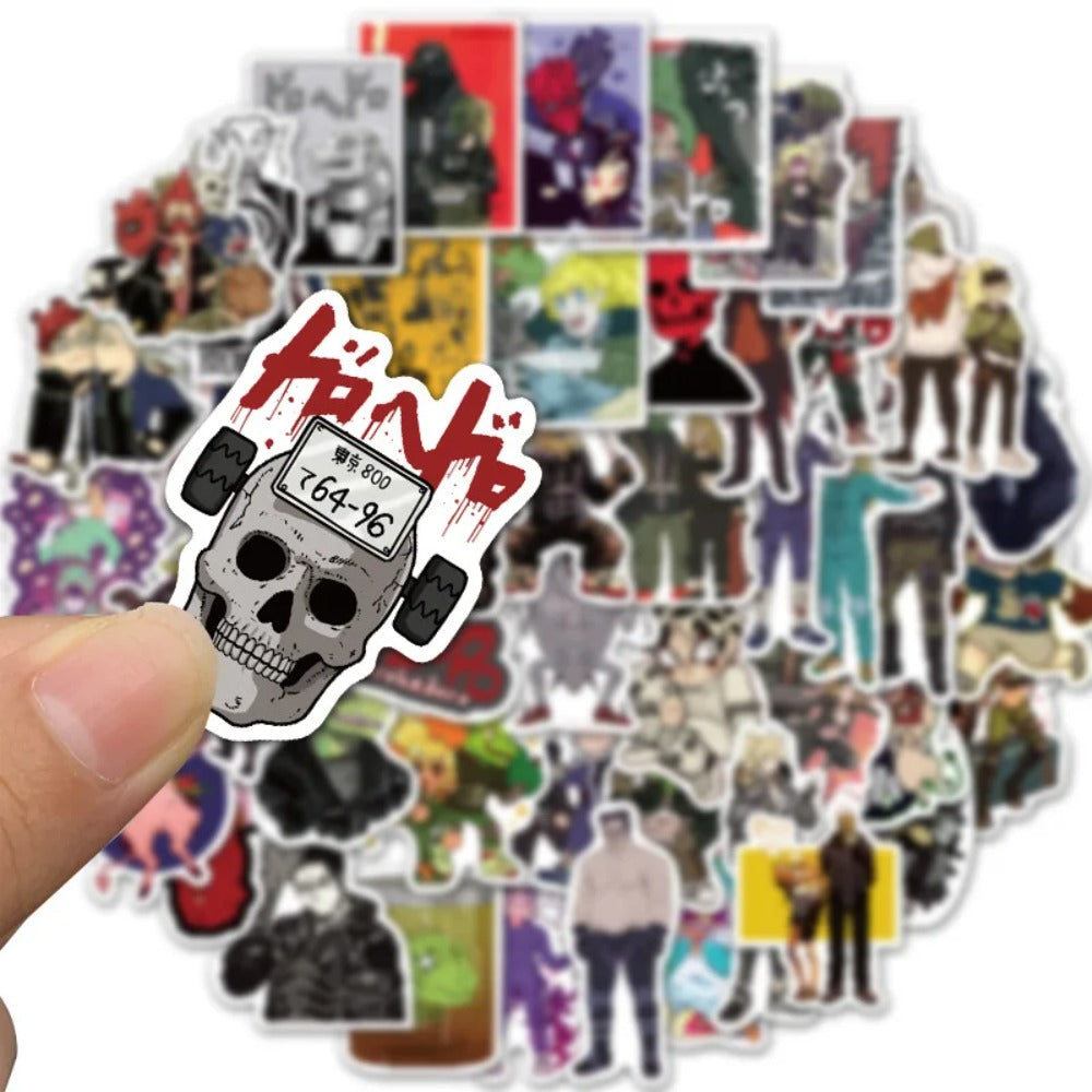 50PCS Japanese Anime Horror Alien Stickers - Creepy Monster Doodle Vinyl Decals for Skateboards, Laptops & Otaku Culture Collectibles