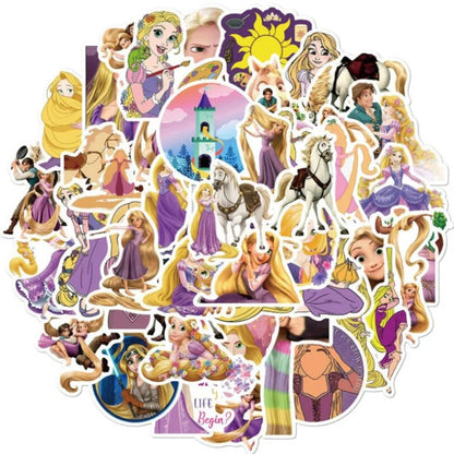50PCS Animated Movie Princess Girls Cartoon Doodle Stickers for Suitcases, Laptops, Skateboards, Water Bottles, and Stationery Cases