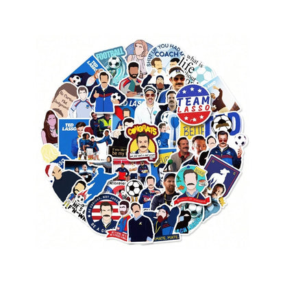 50PCS Ted Coach Doodle Stickers for Luggage, Skateboards, Laptops, Water Bottles, Stationery Boxes, and Beautiful Desktop Decor