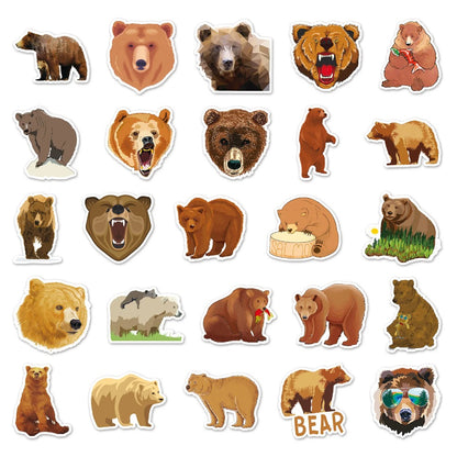 50PCS Hygge Bear Stickers - Cozy Forest Doodle Decals for Cabin Journals, Mindfulness Logs & Slow Living Adventure Kits