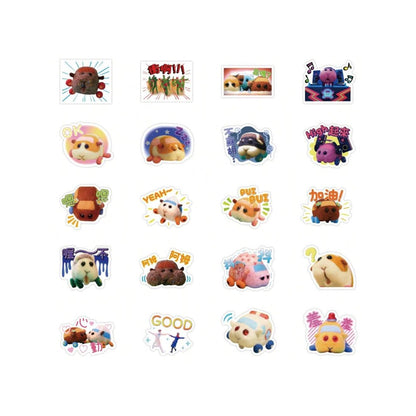 40PCS Cartoon Guinea Pig Doll Doodle Stickers Exquisite, Fashionable, Creative DIY Journal Decorations Suitable for Cups, Helmets, Skateboards, and Stationery Cases
