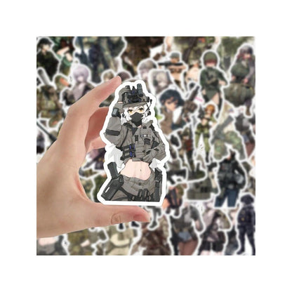50PCS Cartoon Camouflage Military Girl Graffiti Stickers Exquisite Fashion Creative DIY Journal Decor Decals Suitable for Skateboard Helmets, Refrigerators, Guitars, Stationery Boxes, and Desktops