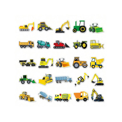 50PCS Cartoon Excavator Construction Vehicle Graffiti Stickers Exquisite, Stylish, Creative DIY Journal Decor Decals Suitable for Suitcases, Laptops, Skateboards, Water Bottles, and Stationery Cases