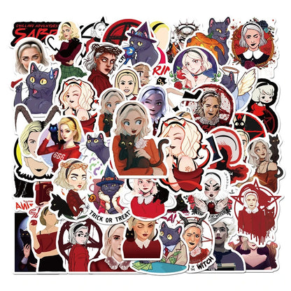 50PCS Chilling Adventures of Sabrina Stickers, Witchy & Gothic Doodle Decals for Fans, Journals, and Tech