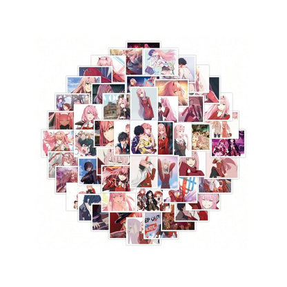 50PCS Anime DARLING in The FRANXX HIRO Zero Two 02 Doodle Stickers Exquisite, Fashionable, Creative DIY Decorative Stickers for Notebooks Suitable for Luggage, Laptops, Skateboards, Guitars, and Stationery Cases