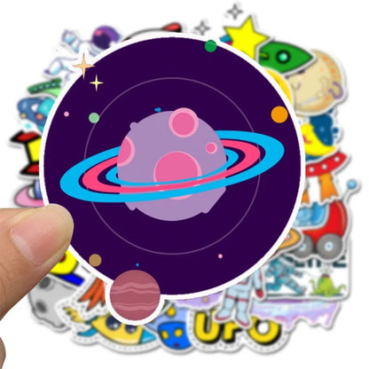 50PCS Space Astronaut Stickers - Solar System Decals for Laptop, Water Bottle, Kids Room & Science Teacher Gifts
