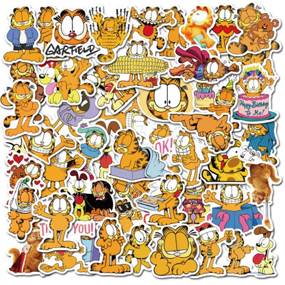 50PCS Adorable Cartoon Garfield Animal Doodle Stickers Perfect for Bags, Skateboards, Water Bottles, Helmets, Guitars, Stationery Boxes Exquisite DIY Desktop Decor Decals