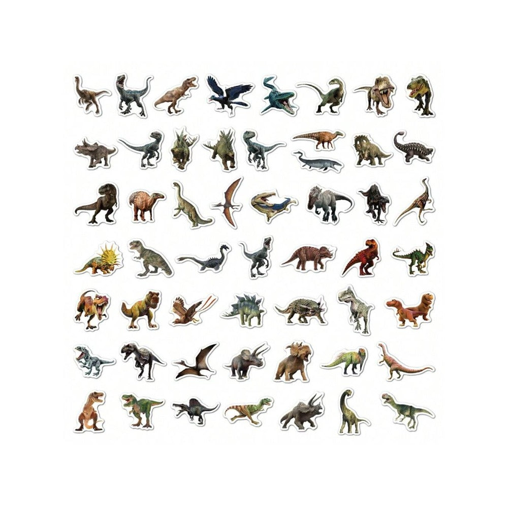 50PCS Jurassic Dinosaur Cartoon Doodle Stickers Exquisite, Stylish, Creative Decorative Decals for Handbooks Suitable for Skateboards, Refrigerators, Laptops, and Stationery Boxes