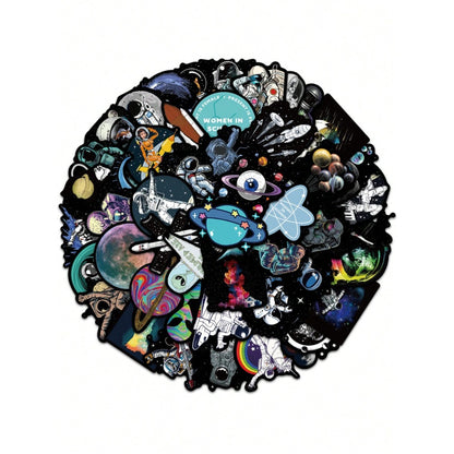 50PCS Spacecraft Constellation Fantasy Cartoon Doodle Stickers Exquisite Fashion Creative DIY Journal Decorative Decals Suitable for Cups, Helmets, Skateboards, Refrigerators, Stationery Boxes