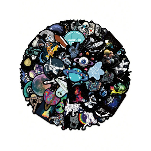 50PCS Spacecraft Constellation Fantasy Cartoon Doodle Stickers Exquisite Fashion Creative DIY Journal Decorative Decals Suitable for Cups, Helmets, Skateboards, Refrigerators, Stationery Boxes