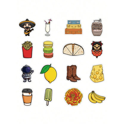 50PCS Cartoon Cute Food Decoration Doodle Stickers Exquisite Fashion Creative DIY Journal Stickers Suitable for Cups, Helmets, Skateboards, Laptops, and Stationery Boxes
