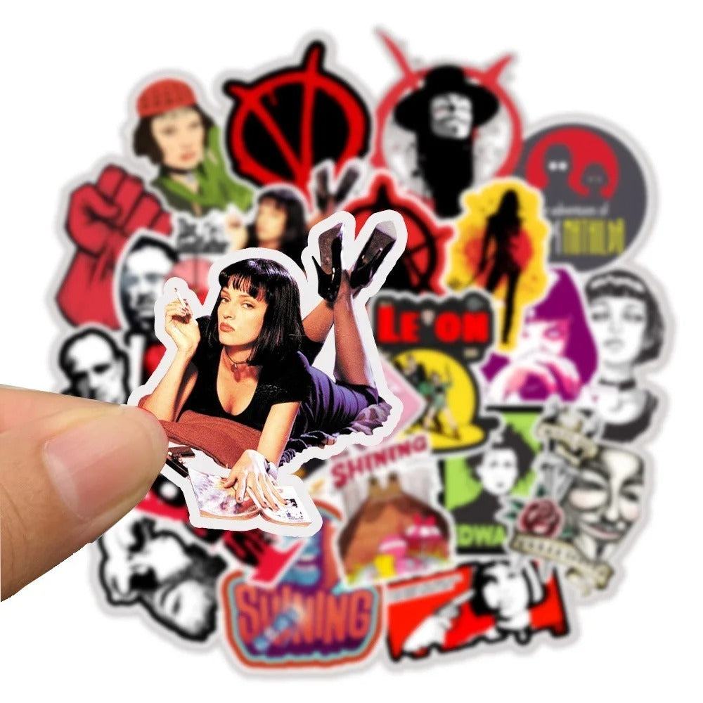 50-Piece Classic European and American Movie Characters Collection Doodle Stickers Perfect for Notebooks, Luggage, Guitars, Water Bottles, Helmets, Stationery Boxes, and Desktop Decor